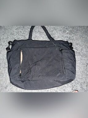 Black Quilted Women's Laptop Tote Bag - Lightweight Work Tote